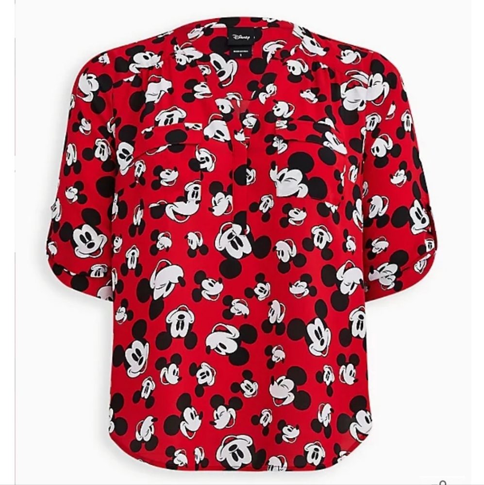 Torrid DISNEY Harper Red Mickey Mouse Pullover Blouse NWT 0